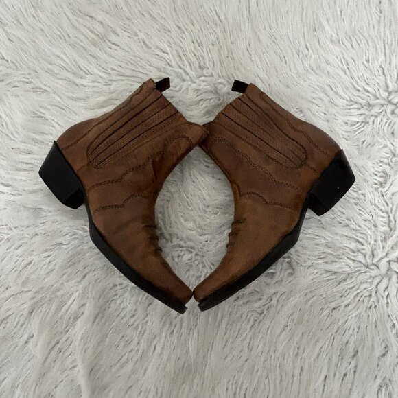 Earth Spirit Pansy Size 7 Brown Leather Western Ankle Boots Booties Distressed - Picture 6 of 9
